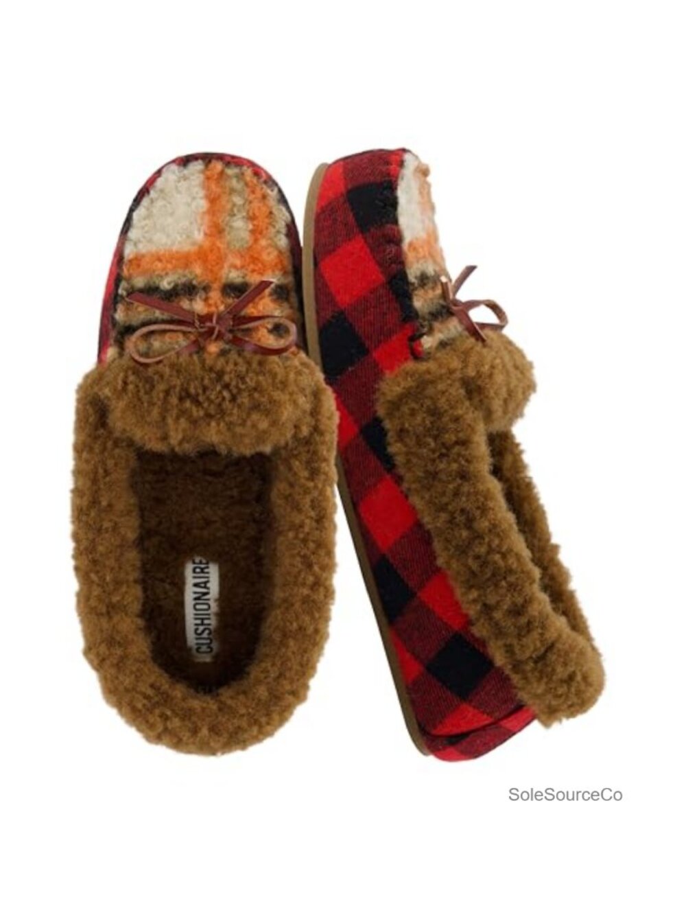 CUSHIONAIRE Stella Faux Suede Mocc Faux Fur Lining Memory Foam
